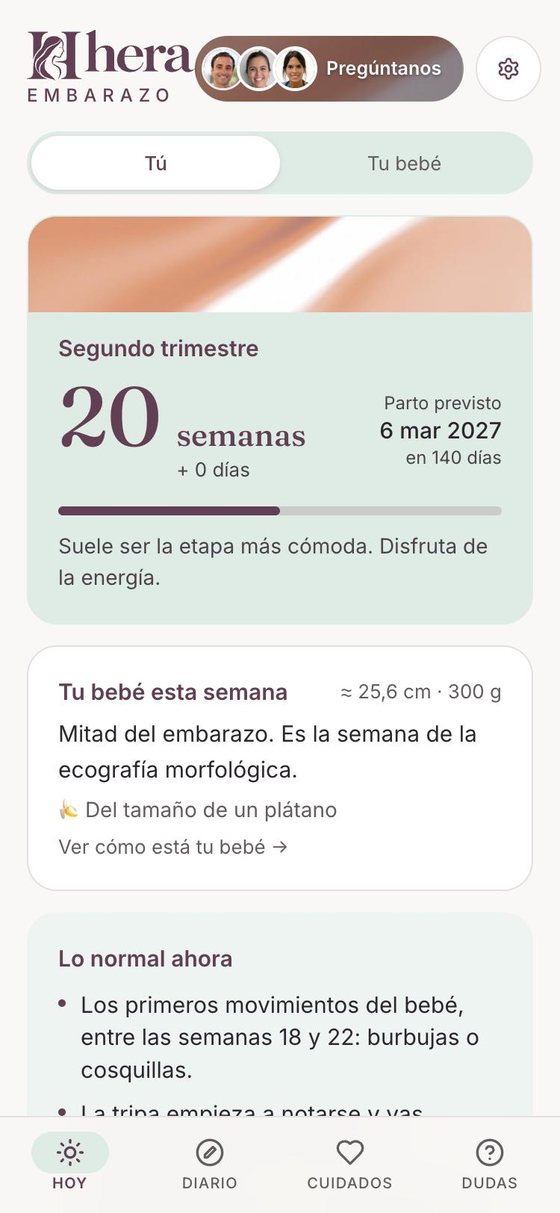 Hera en el embarazo: semana 20, segundo trimestre