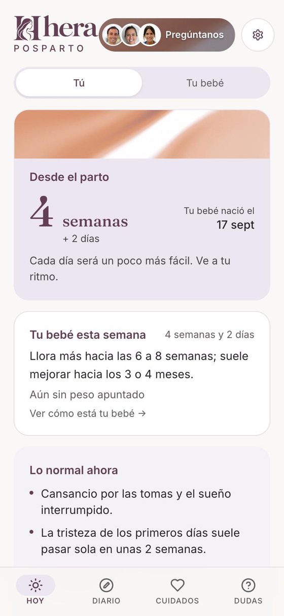 Hera en el posparto: 4 semanas desde el parto